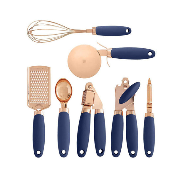 Kitchen Cutlery Holder & Utensil Set with Copper Plating