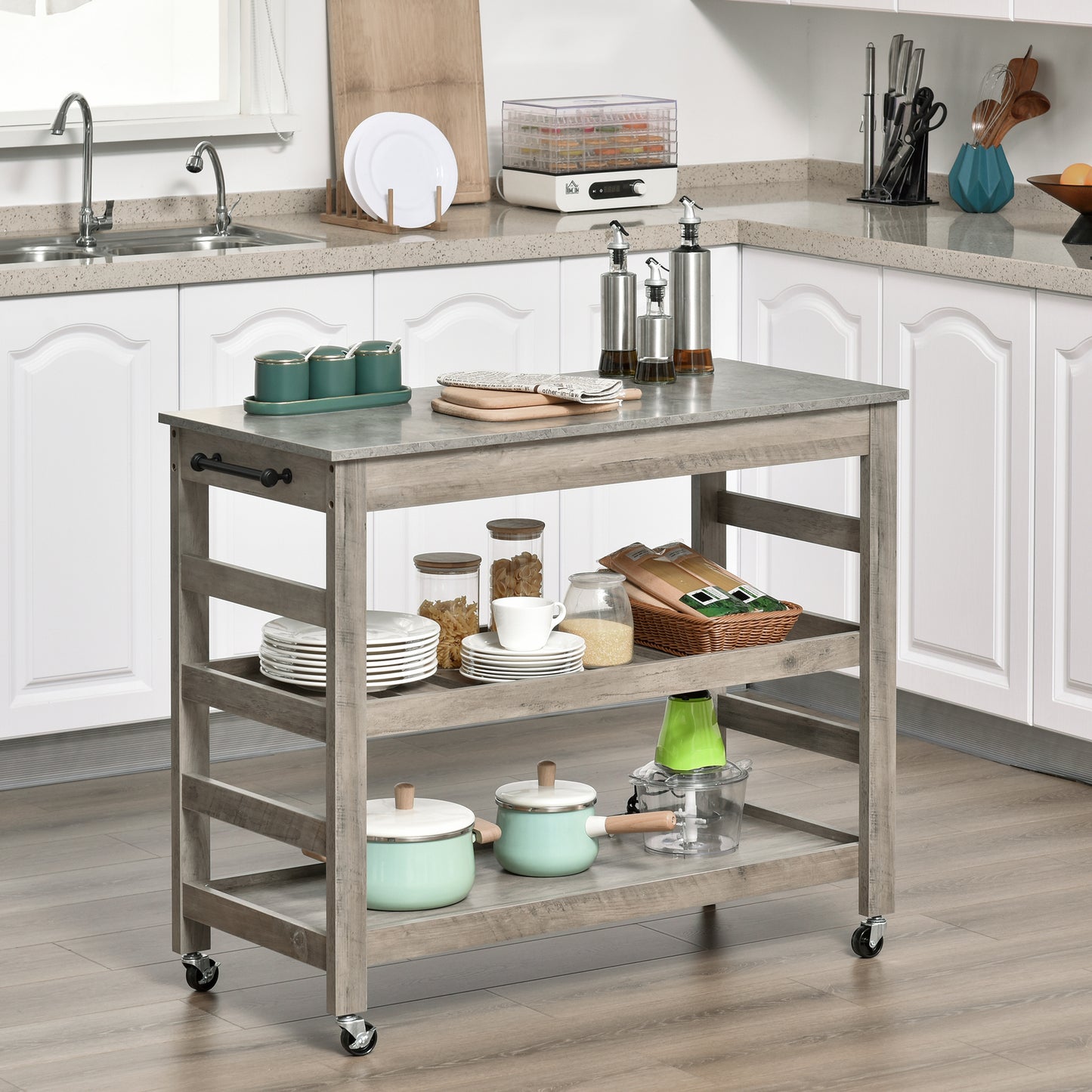 Kitchen Cart Stainless Steel Worktop on Wheels