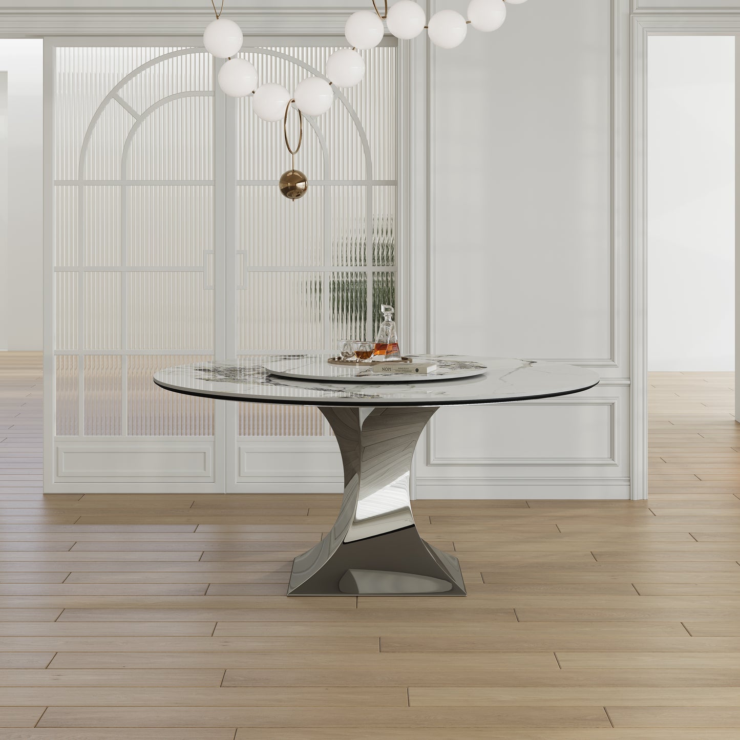 Round Dining Table Marble-Look
