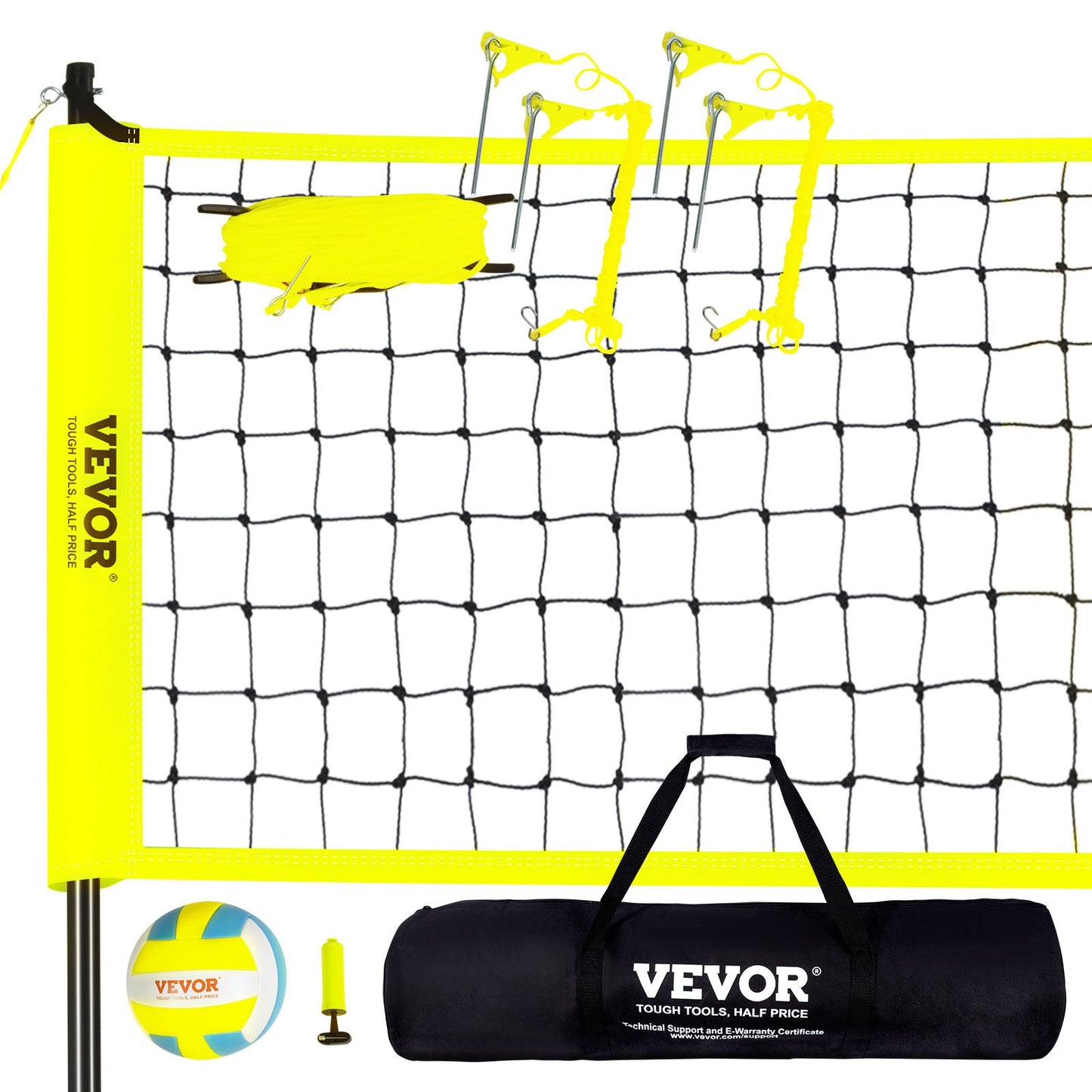 Height-Adjustable Volleyball Net Set, Portable Beach Volleyball Net, Outdoor Foldable Volleyball Net with Volleyball & Carry Bag, for Garden, Beach, Lawn, etc.