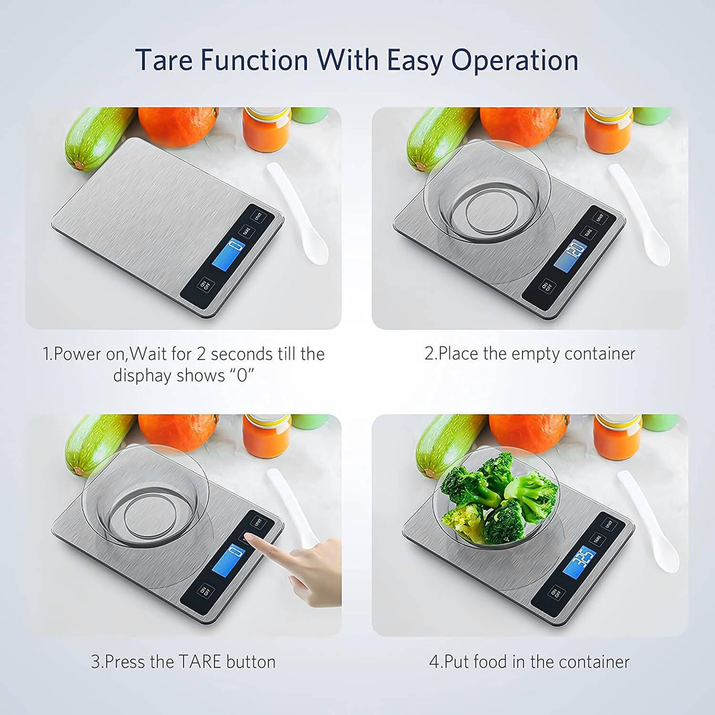 Weighing Scales Kitchen, Precision Digital Food Scale With Backlit LCD
