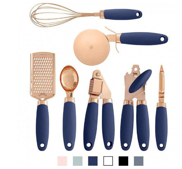 Kitchen Cutlery Holder & Utensil Set with Copper Plating