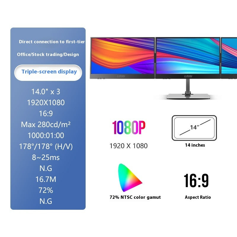 HD 14-inch Single-screen Dual-screen Office Monitor