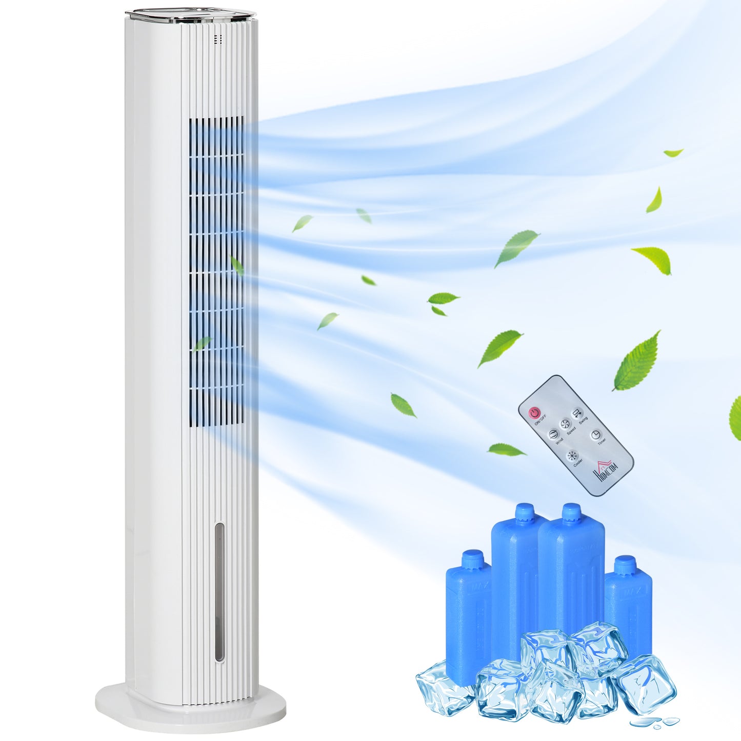 42" 3-in-1 Evaporative Air Cooler with Water Tank, Ice Cooling Fan with Humidifier, 52° Oscillating Portable Swamp Cooler for Home Office, 3 Modes, 3 Speeds, 12H Timer, Remote, White